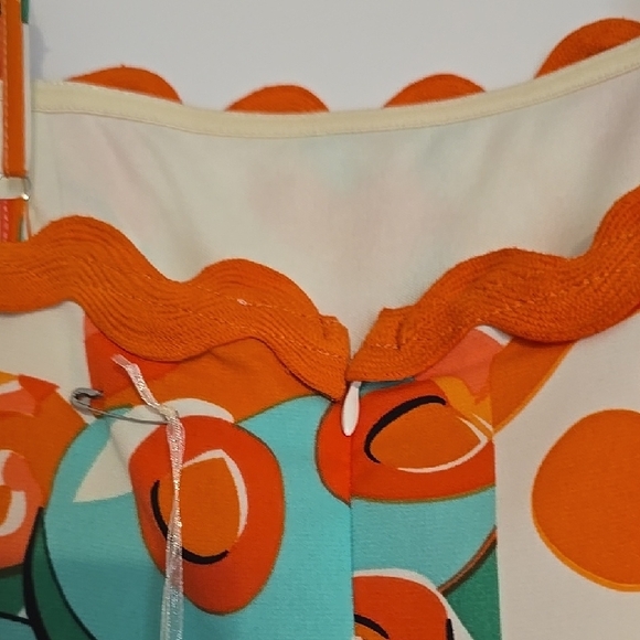 She + Sky Orange and Green Midi Dress - Picture 3 of 6